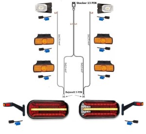 LED Rückleuchten Set Laufblinker 7M Kabelbaum 13PIN Anhängerbeleuchtung Bajonett