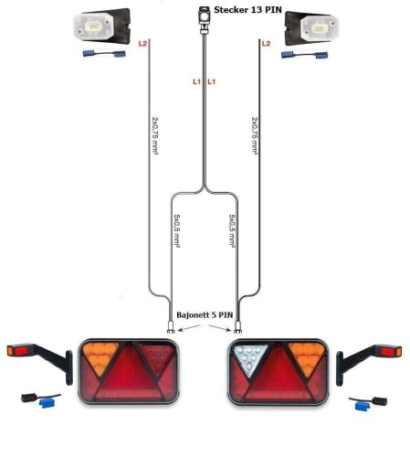 Led Rückleuchten Set mit Canbus + 7 Meter Kabelbaum