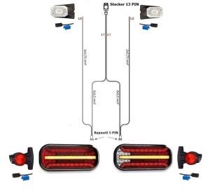 LED Rückleuchten Set Laufblinker 5M Kabelbaum 13PIN Anhängerbeleuchtung Bajonett