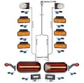 LED Rückleuchten Set Laufblinker 9 Meter Kabelbaum 13PIN