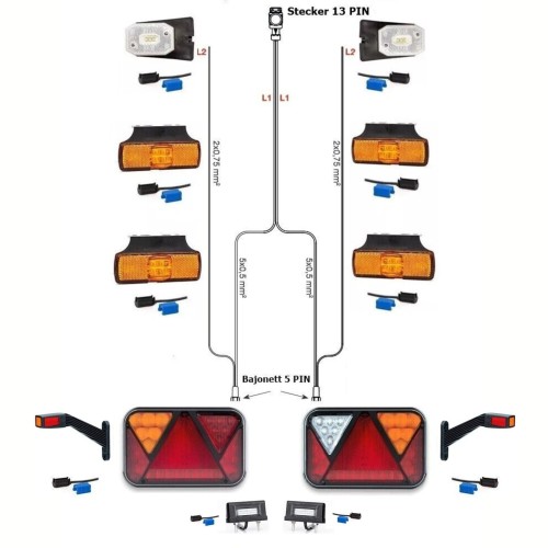 LED Rückleuchten mit Canbus + 7 Meter Kabelbaum Anhängerbeleuchtung