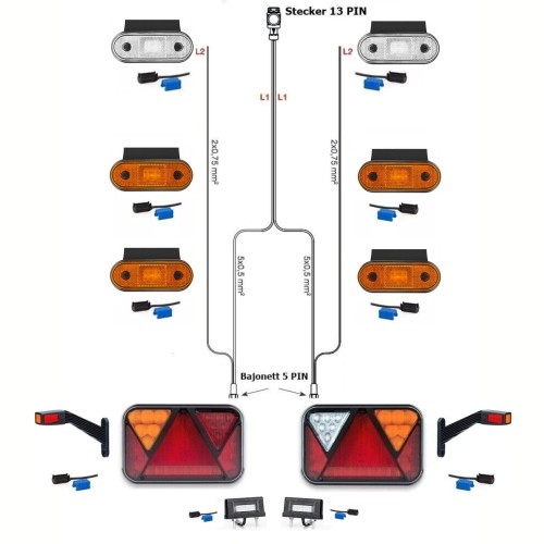 LED Rückleuchten mit Canbus + 7 Meter Kabelbaum Anhängerbeleuchtung