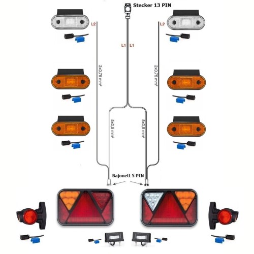 LED Rückleuchten mit Canbus + 7 Meter Kabelbaum Anhängerbeleuchtung